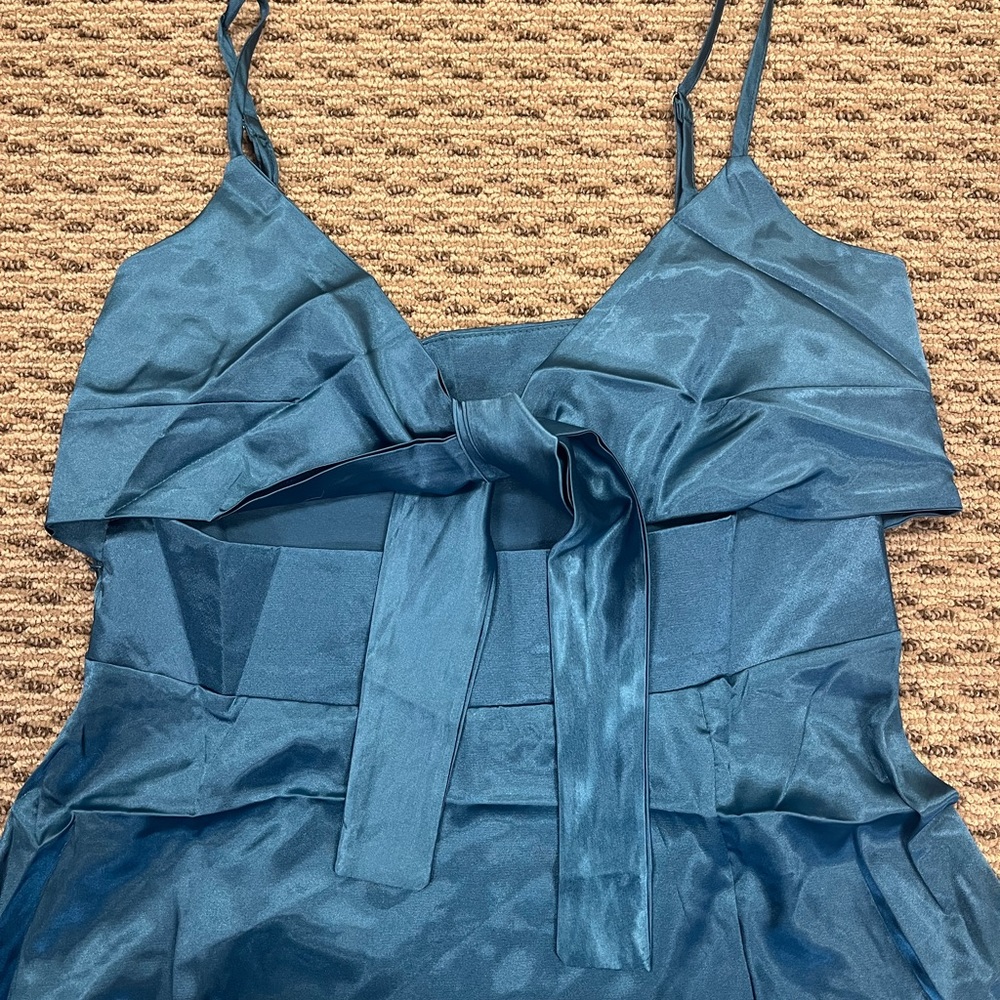 Blue satin midi dress